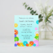 Lente Birthday Party Invitation Colorful Flowers Kaart (Staand voorkant)