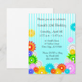 Lente Birthday Party Invitation Colorful Flowers Kaart (Voorkant / Achterkant)