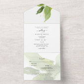 Lente blad swash initialen all in one uitnodiging (Binnen)