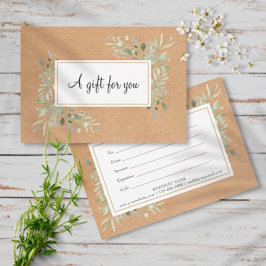 Lente Bladeren Rustieke Kraft Cadeaubon