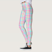 Lente Blauw en Roze Check Patroon Leggings (Links)