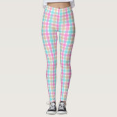 Lente Blauw en Roze Check Patroon Leggings (Voorkant)