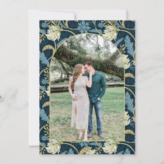 Lente Blauw Geel Morris Bloemboog Foto Save The Date (Achterkant)