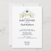 Lente Blauw & Wit Bloemen op Navy Baby shower Kaart (Voorkant)