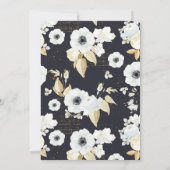 Lente Blauw & Wit Bloemen op Navy Baby shower Kaart (Achterkant)