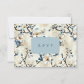 Lente Blauw Witte Bloesem Huwelijk RSVP Kaartje (Voorkant)