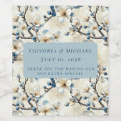 Lente Blauw Witte Bloesem Huwelijk Wijn Etiket (Enkel label)