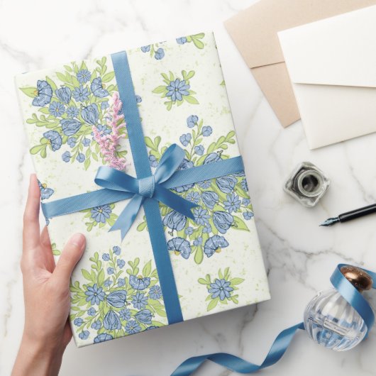 Lente Blauwe Bloemen Bloemstuk Cadeaupapier (Geschenken)