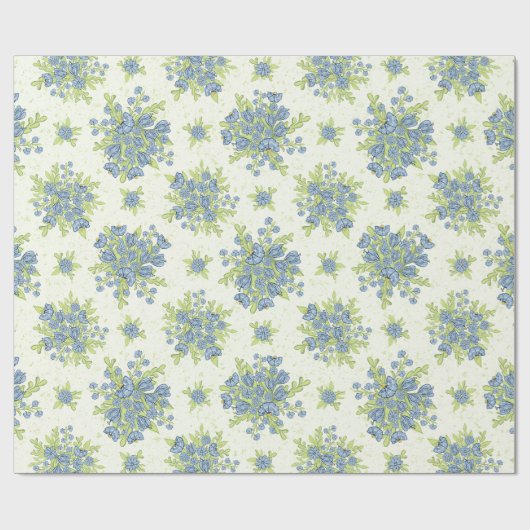 Lente Blauwe Bloemen Bloemstuk Cadeaupapier (Vlak)