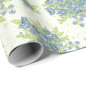 Lente Blauwe Bloemen Bloemstuk Cadeaupapier (Rol Hoek)