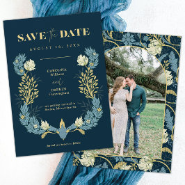 Lente Blauwe Gele Morris Bloemboog Foto Save The Date