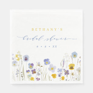 Lente Blauwe & Gele Wilde Bloemen Bruidsdouche Servet