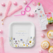 Lente Blauwe & Gele Wilde Bloemen Bruidsfeest Papieren Bordje (Feest)