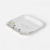 Lente Blauwe & Gele Wilde Bloemen Bruidsfeest Papieren Bordje (Gebogen)