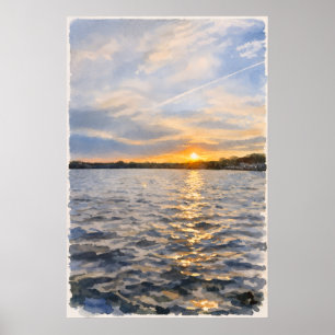 Lente Blauwe Luchten & Zonsondergang Gloeiende Muu Poster