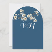 Lente Blauwe Witte Bloesem Trouw Uitnodiging (Achterkant)