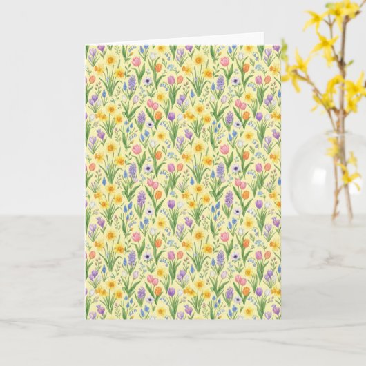 Lente Bloei Barst Patroon Kaart (Gele Bloem)