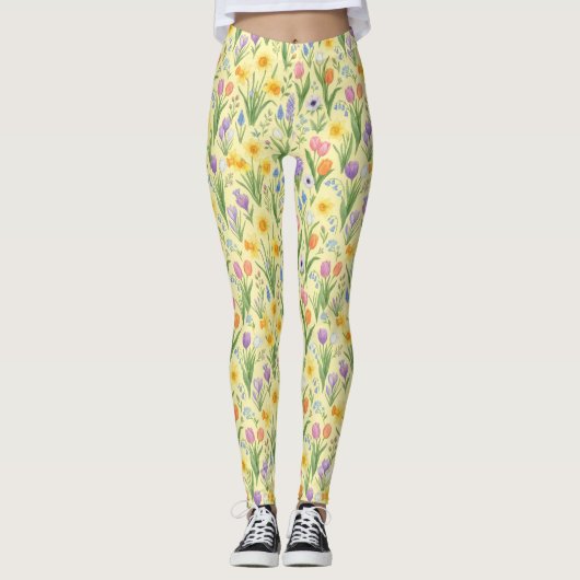 Lente Bloei Barst Patroon Leggings (Voorkant)