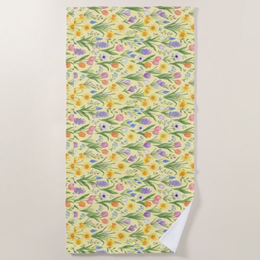 Lente Bloei Barst Patroon Strandlaken (Voorkant)