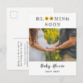 Lente bloei madeliefje Zwangerschap onthullen / ge Aankondigingskaart (Voorkant / Achterkant)