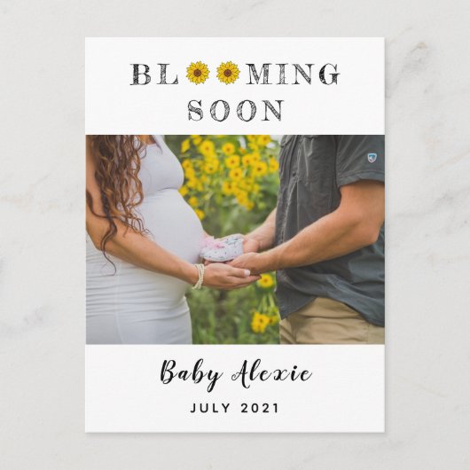 Lente bloei madeliefje Zwangerschap onthullen / ge Aankondigingskaart (Voorkant)