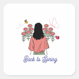 Lente Bloei Vierkante Sticker