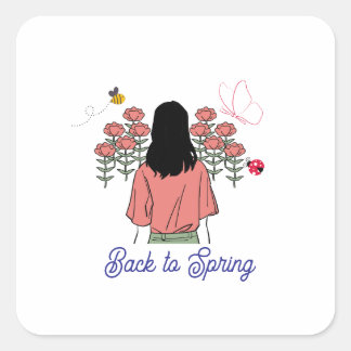 Lente Bloei Vierkante Sticker