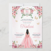 Lente Bloei Vlinder Roze Bloem Quinceanera Kaart (Voorkant)