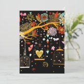 Lente-bloeiende goudvogel in liefde feestdagenkaart (Staand voorkant)