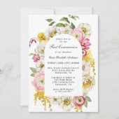Lente bloeit bloemenboog eerste communie kaart (Voorkant)