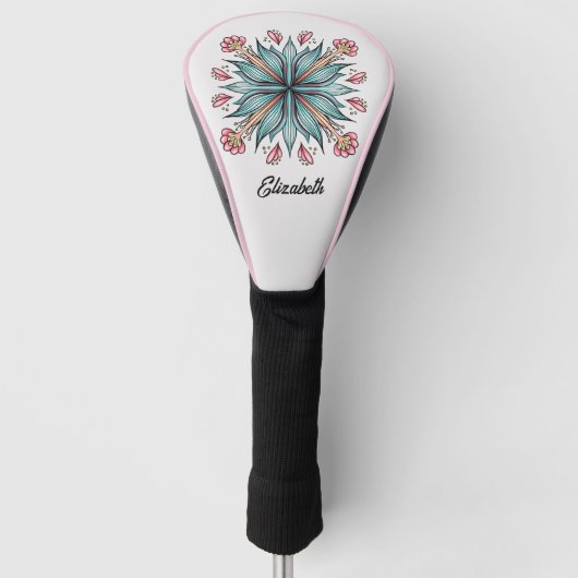 Lente bloeit: Geometrische bloemnaam Golfheadcover (Voorkant)