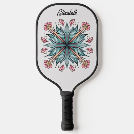 Lente bloeit: Geometrische bloemnaam Pickleball Paddle (Voorkant)