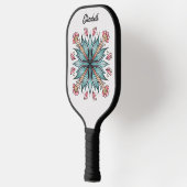 Lente bloeit: Geometrische bloemnaam Pickleball Paddle (Links)