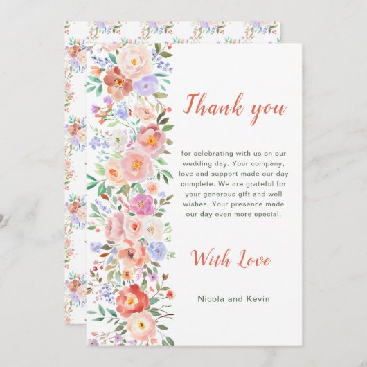 Lente bloem bloemen bruiloft bedankkaart (Voorkant / Achterkant)