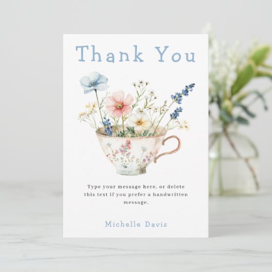 Lente Bloem Bruids Borrel Thee Partij Bedankkaart (Staand voorkant)