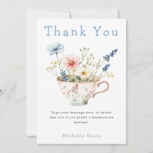 Lente Bloem Bruids Borrel Theepartij Bedankkaart (Voorkant)