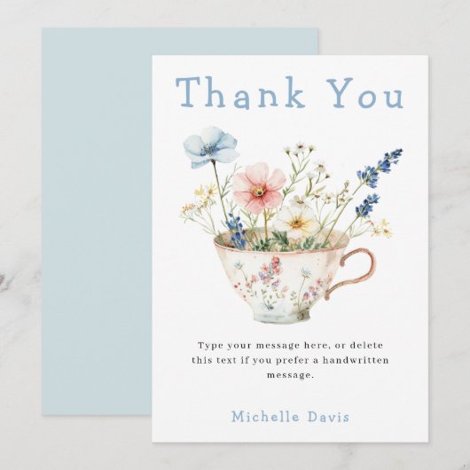 Lente Bloem Bruids Borrel Theepartij Bedankkaart (Voorkant / Achterkant)