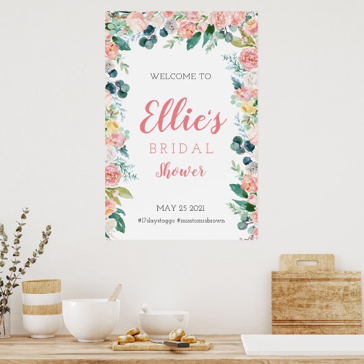 Lente bloem bruidsfeest bord, theepartij bord poster (Keuken)