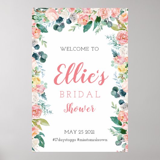 Lente bloem bruidsfeest bord, theepartij bord poster (Voorkant)