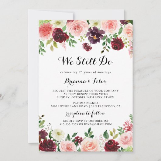 Lente Bloem Calligrafie We Still Do Vow Vernieuwin Kaart (Voorkant)