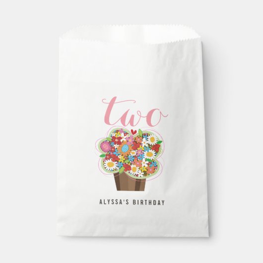 Lente Bloem Cupcake Meisje's 2e Verjaardagsfeest Bedankzakje (Voorkant)