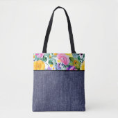 Lente bloem en denim tote bag (Voorkant)