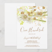 Lente Bloem & Kralen Decoratieve 100ste Verjaardag Kaart (Voorkant / Achterkant)