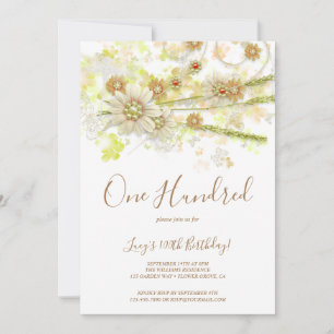 Lente Bloem & Kralen Decoratieve 100ste Verjaardag Kaart