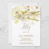 Lente Bloem & Kralen Decoratieve 50ste Verjaardag Kaart (Voorkant)