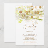 Lente Bloem & Kralen Decoratieve 70e Verjaardag Kaart (Voorkant / Achterkant)