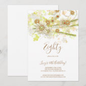 Lente Bloem & Kralen Decoratieve 80ste Verjaardag Kaart (Voorkant / Achterkant)