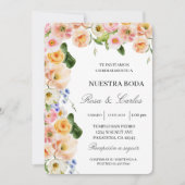 Lente bloem lijst Spaans Bruiloft Uitnodiging (Voorkant)