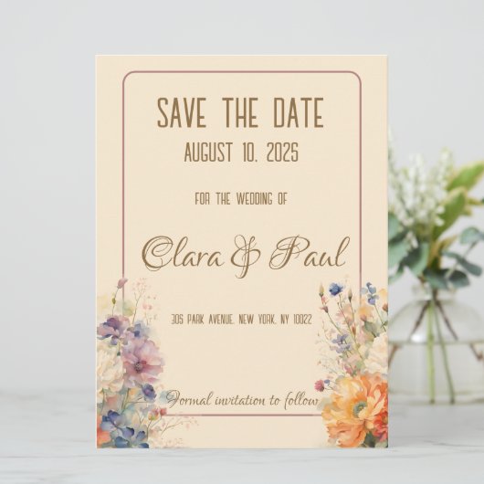 Lente bloem save the date (Staand voorkant)