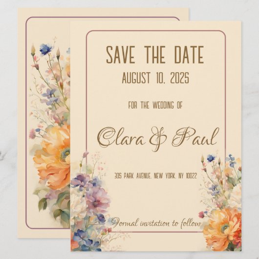 Lente bloem save the date (Voorkant / Achterkant)